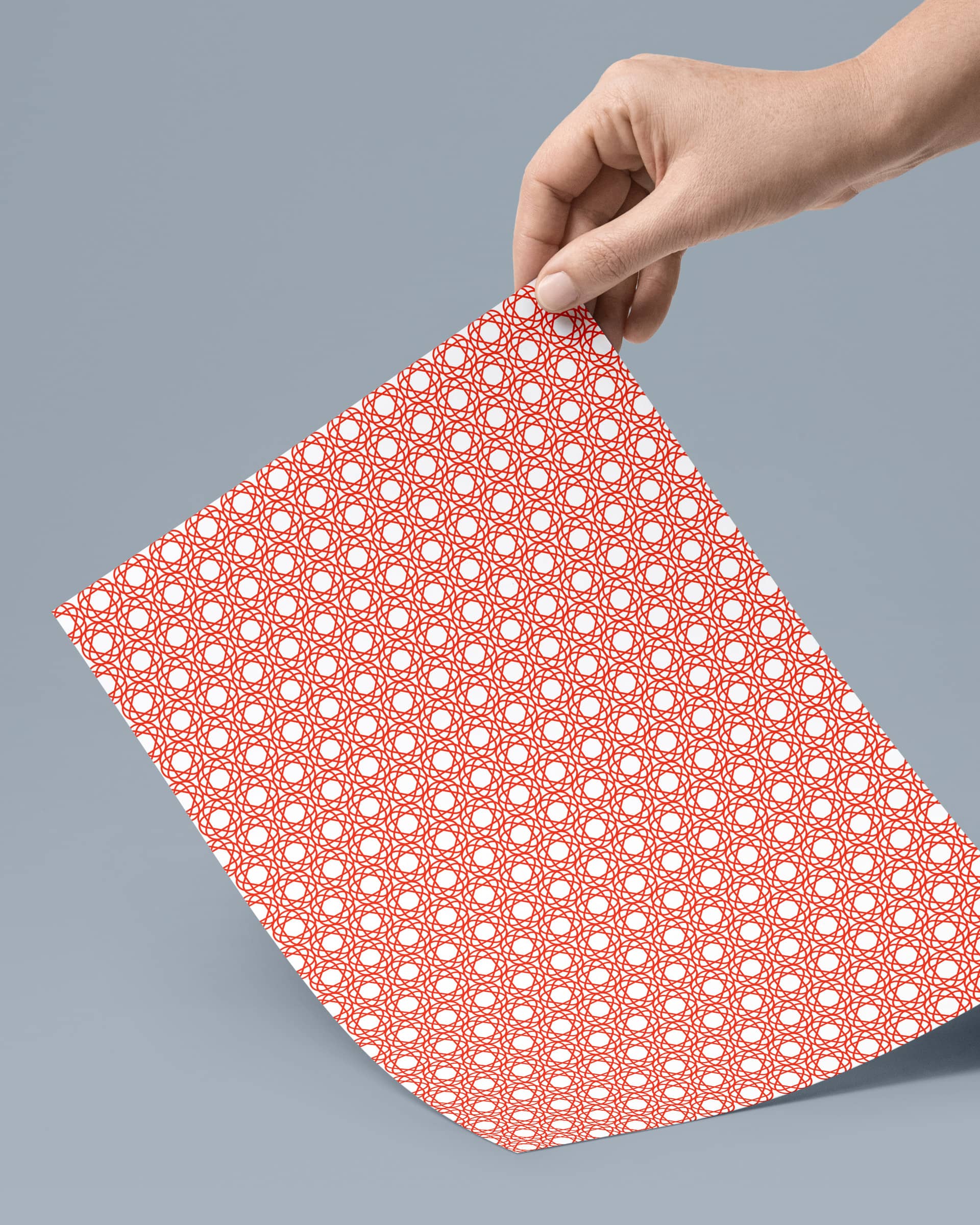 Red geometrical pattern design printed on paper